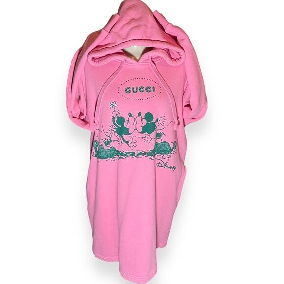 Gucci+Disney Mickey Mouse Minnie Pink  Sweatshirt Hoodie Dress with Pockets - Picture 8 of 16